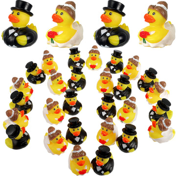 Jerify 120 Pcs Bride Groom Duck Bath Toy 2.5 Inch Wedding Rubber Duck Marriage Mini Ducks for Ceremony Baby Bridal Shower Gift S