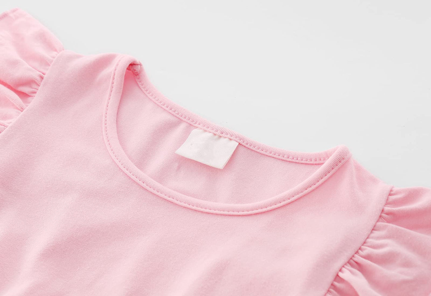 Lyxiof Girls Tutu Dress Casual Tulle Summer Solid Color Ruffle Sleeve Dress Pink 130Cm