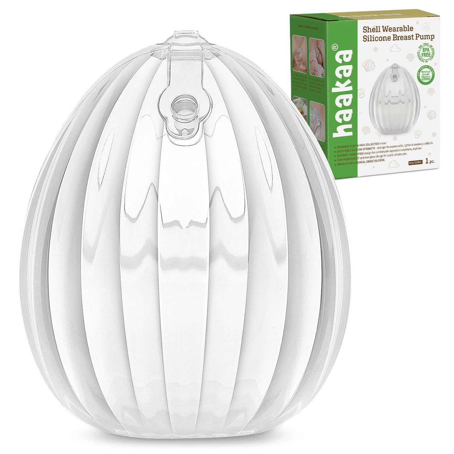 haakaa Wearable Shell Breast Pump 2-in-1 Hands-Free & Passive Silicone Milk Catcher | Discreet & Comfortable | Prevents Nipple I