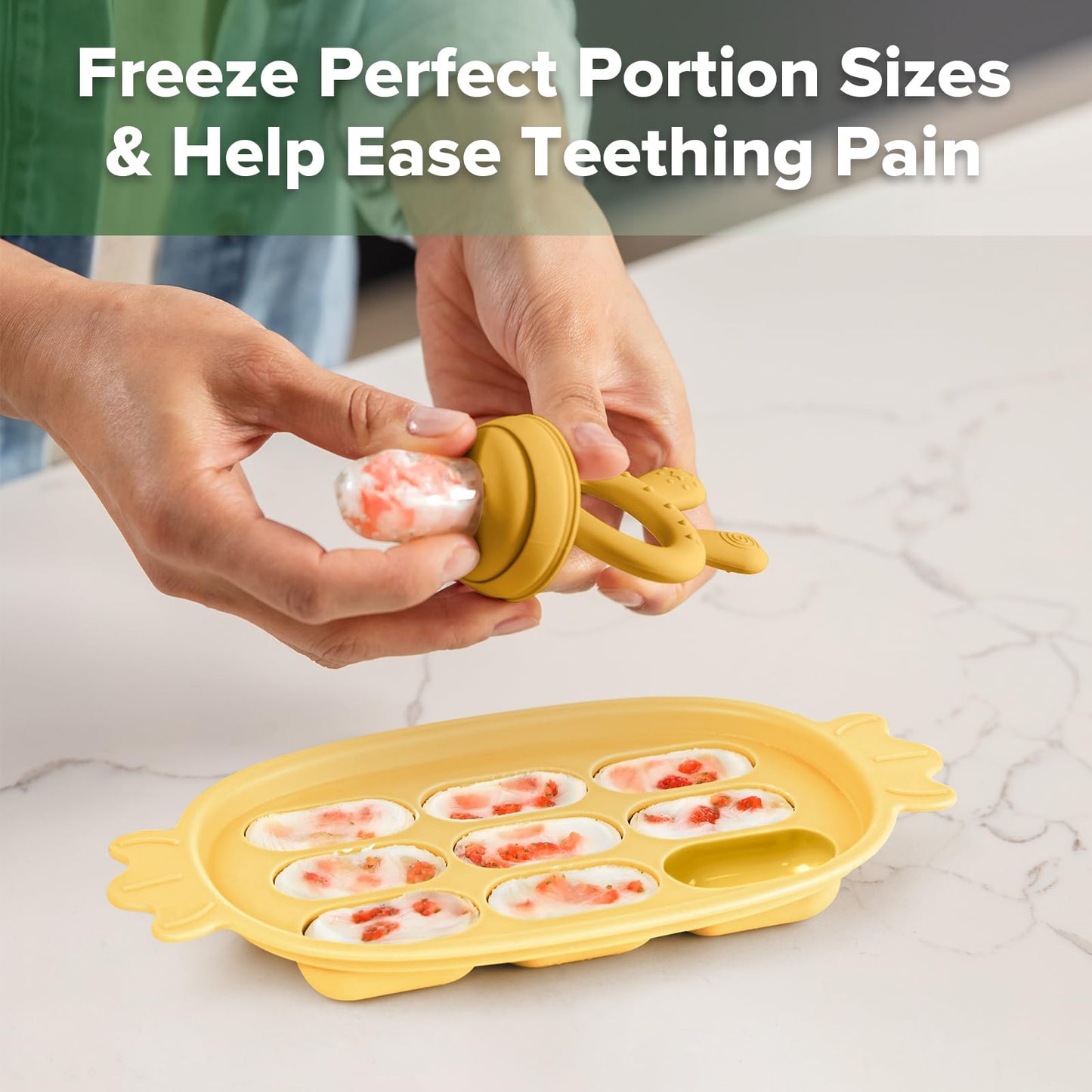 Haakaa Baby Fruit Food Feeder & Silicone Nibble Tray Combo - Breastmilk Popsicle Mold For Baby Cooling Relief, Bpa Free Baby Mes