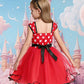 Eledobby Minnie Dress For Girls Princess Mouse Costume Birthday Party Polka Dots Tulle Tutu Dresses With Head Hoop Red 3-4T