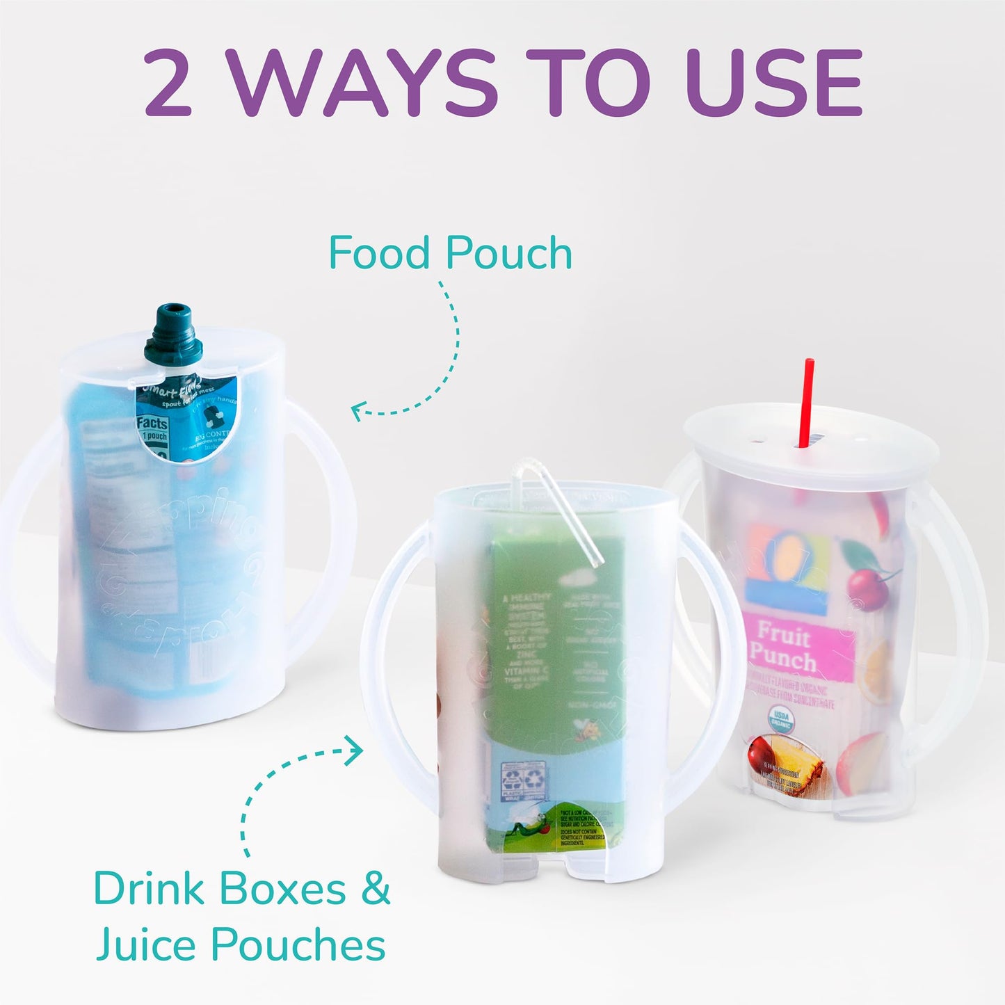Flipping Holder Squeeze Proof Food Pouch Holder For Toddlers, Babies, Kids, Mess Free No Squeeze Juice Box Drink And Applesauce