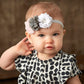 My Lello Baby Flower Headbands Fabric Beaded Trio Stretchy Elastic Pair (Ivory/White)
