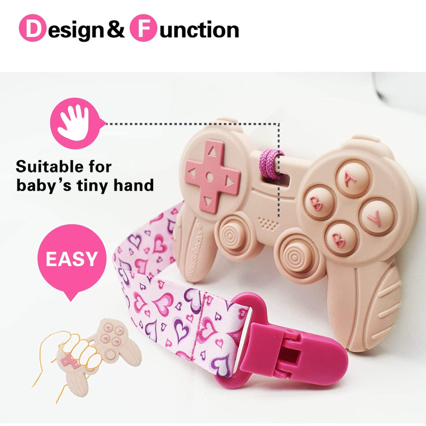 Cool Remote Game Control Teething Toy for Babies 0-6 6-12 Months,Game Controller Teether for Gamer Parents,Babys First Valentin