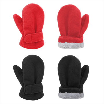 American Trends Kids Winter Mittens Fleece Toddler Snow Gloves Warm Mitten For Kid Baby Boy Girl Ski Glove Black&Red M