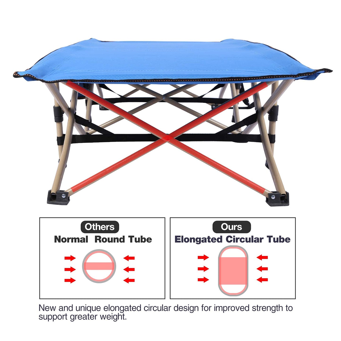 Redcamp Extra Long Kids Cot For Sleeping 2-7 Years, Portable Travel Toddler Cot Bed With Carry Bag, Lightweight For Outdoor Indo