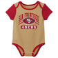 Outerstuff Nfl Newborn Baby And Infant Short Sleeve Bodysuit Variety 3-Pack - San Francisco 49Ers, 3-6M