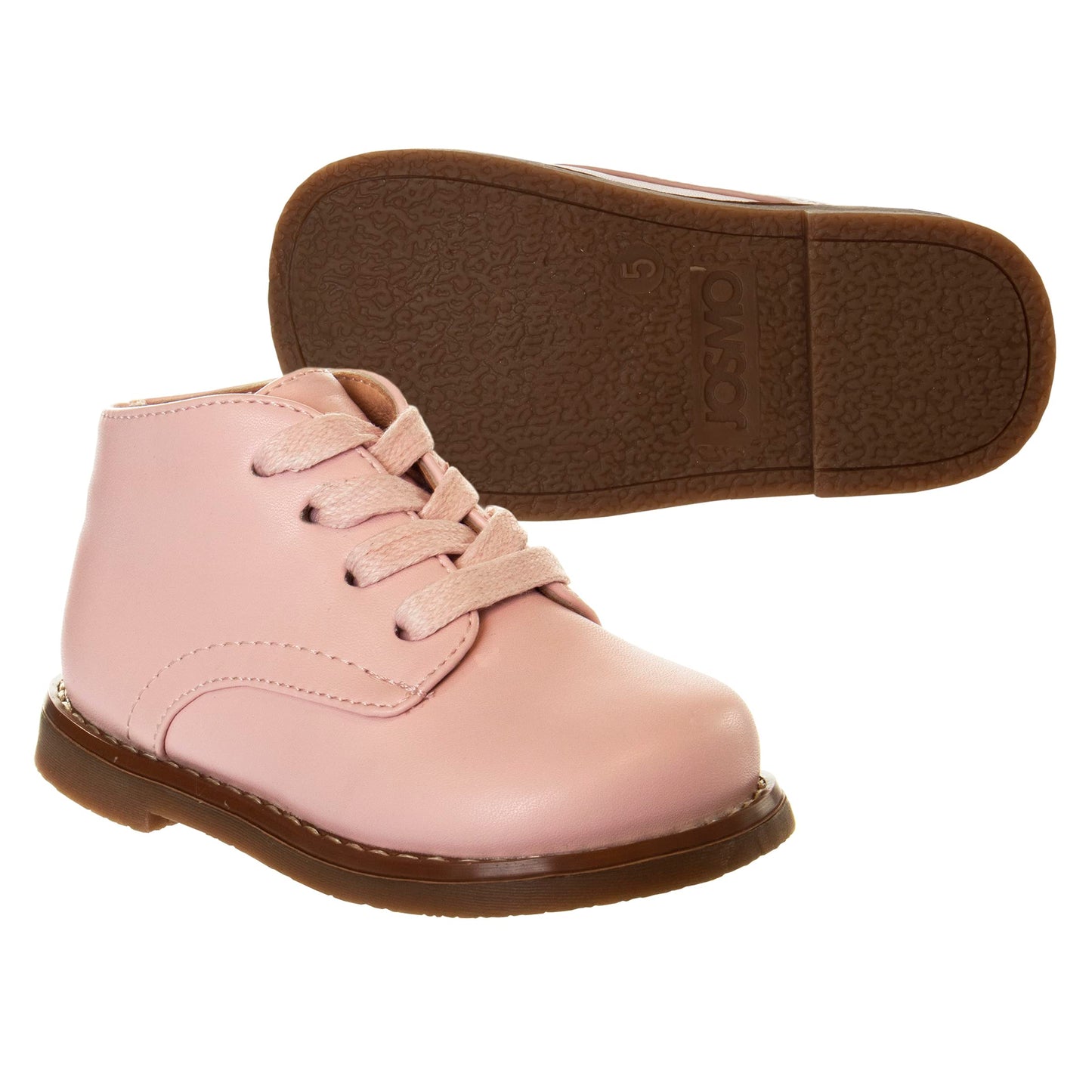 Josmo Baby Boys Girls Unisex Walking Shoes First Step Walker - Lightweight Synthetic Dress Boots Non-Slip Bottom High Top - Pink