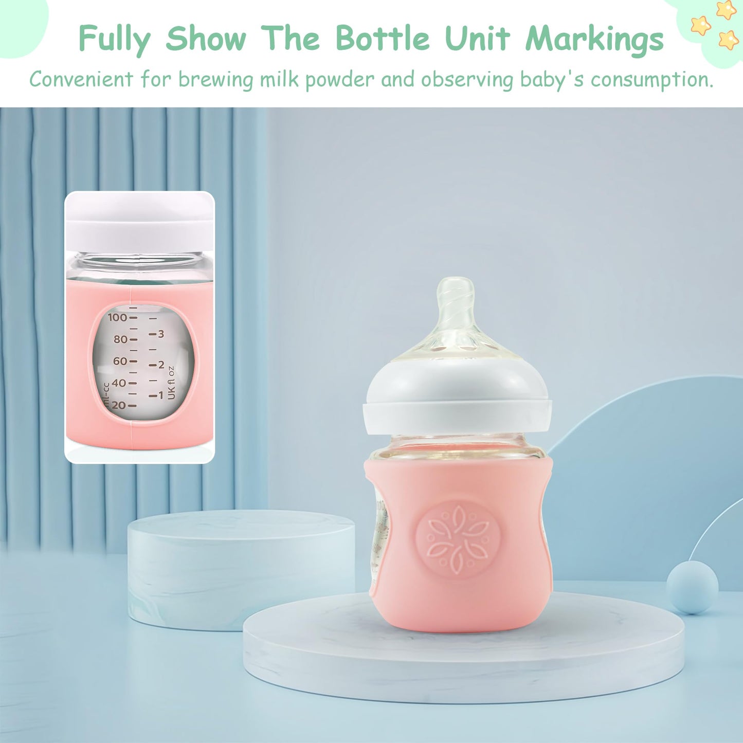 4 Pack Silicone Sleeves For Philips Avent Glass Bottle 4 Oz, Anti Breakage Baby Bottle Holder, Compatible Philips Avent Glass Na
