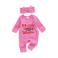 mlpeerw My First Valentines Day Baby Girl Outfit Newborn 1st Valentines Romper Ribbed Jumpsuit Cute Infant Spring Clothes (Littl