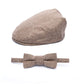 Born To Love Baby Boys Hat Vintage Driver Cap, Tan With Bow, 6-12 Months