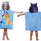 Jay Franco Bluey Piggyback Bath/Pool/Beach Hooded Poncho - Super Soft & Absorbent Cotton Towel, Measures 22 X 22 Inches (Officia