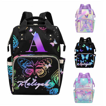 MyPupSocks Personalized Butterfly Diaper Bag for Mom Daughter Granddaughter - Mothers Day Gift Nappy Mommy Daypack Backpacks in 