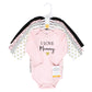 Hudson Baby Unisex Baby Cotton Long-Sleeve Bodysuits, Girl Mommy, 6-9 Months