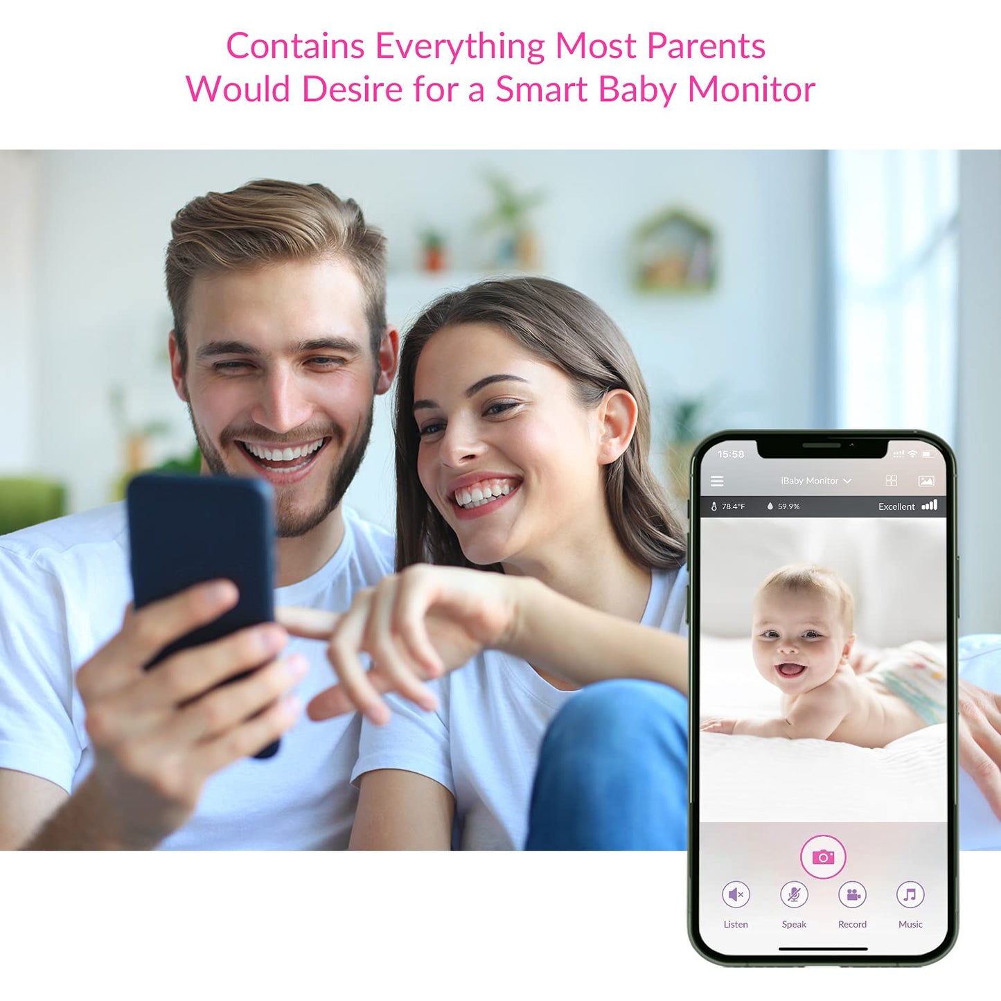 Ibaby M8L Wifi Baby Monitor With Camera & Audio: Sleep Tracking, Motion Alerts, Wireless 360 Pan 110 Tilt, Temperature Sensor, 1