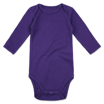 Romperinbox Unisex Solid Baby Bodysuit 0-24 Months (12-18 Months, Purple Long Sleeve)