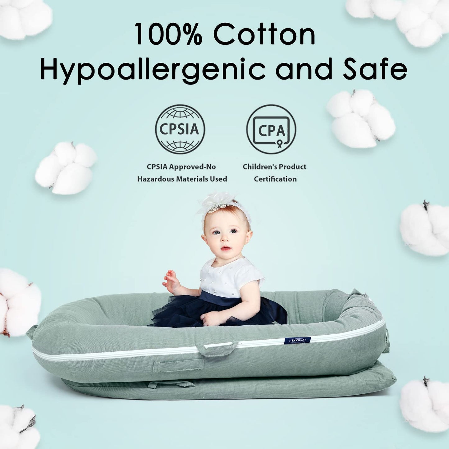 Waterproof Corduroy Lounger Cover For Dockatot Deluxe+ Docks | Mexxi Breathable Cotton Baby Lounger Extra Cover | Hypoallergenic