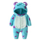 Muineobuka Newborn Baby Boy Girl Animal Costume Infant Cat Cosplay Hooded Bodysuit Toddler Fuzzy Warm Halloween Outfits (Blue, 1