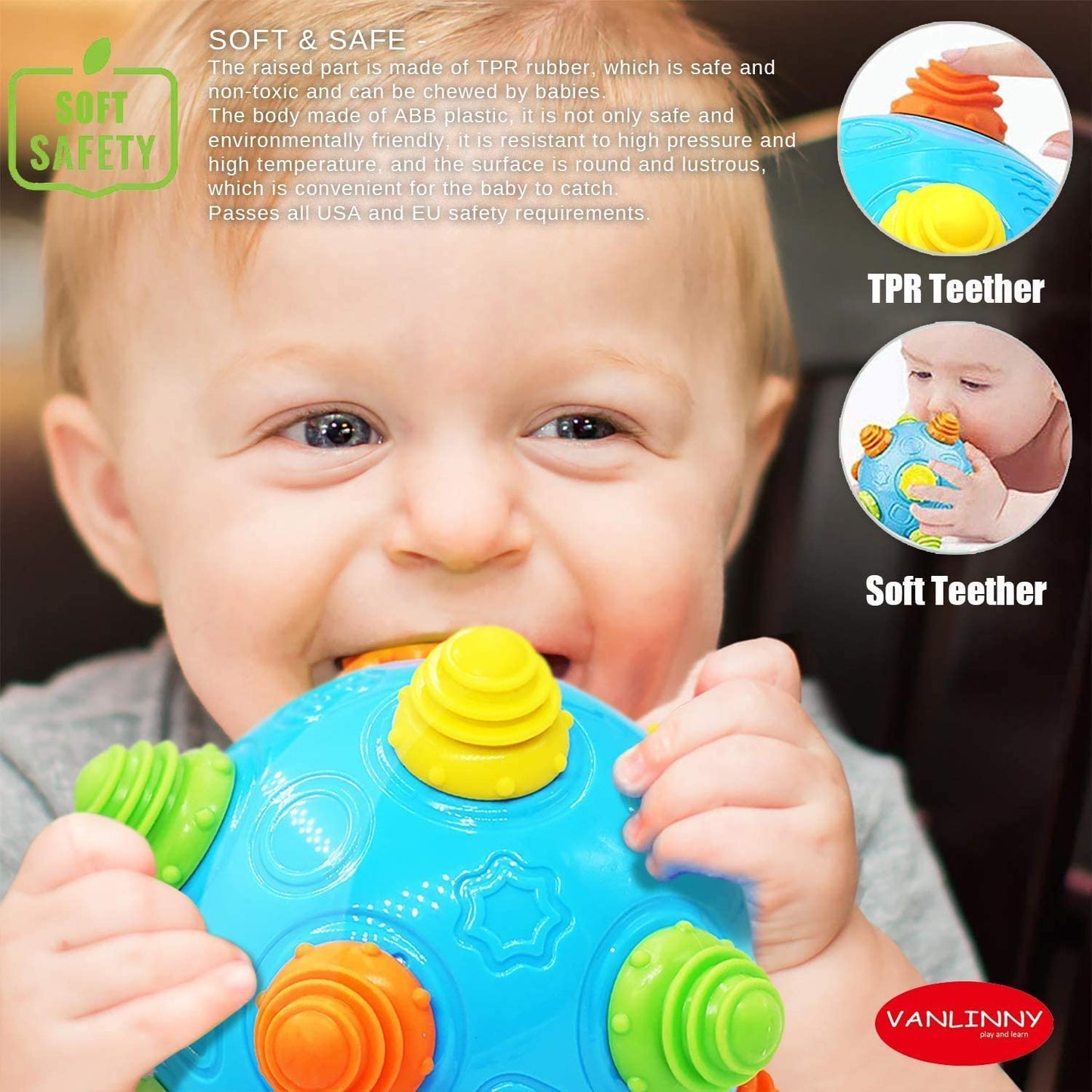 VANLINNY Toddlers Baby Music Shake Ball Toy Bumble Ball for Babies,Dancing Bumpy & Interactive Sounds Crawl Ball Toy, Best Bounc