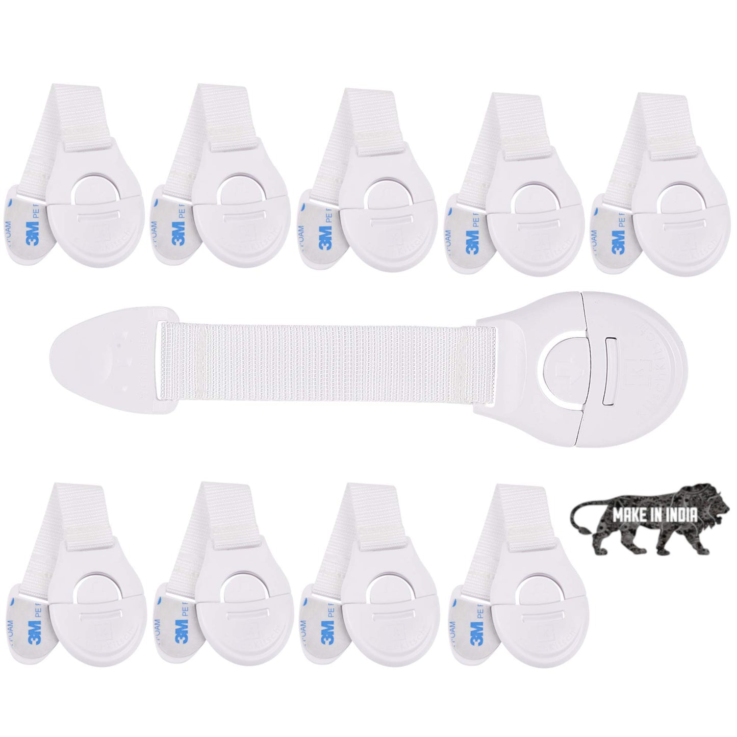 Kitschkitsch Baby Safety Plastic Drawer Locks (Made In India Pack Of 10)