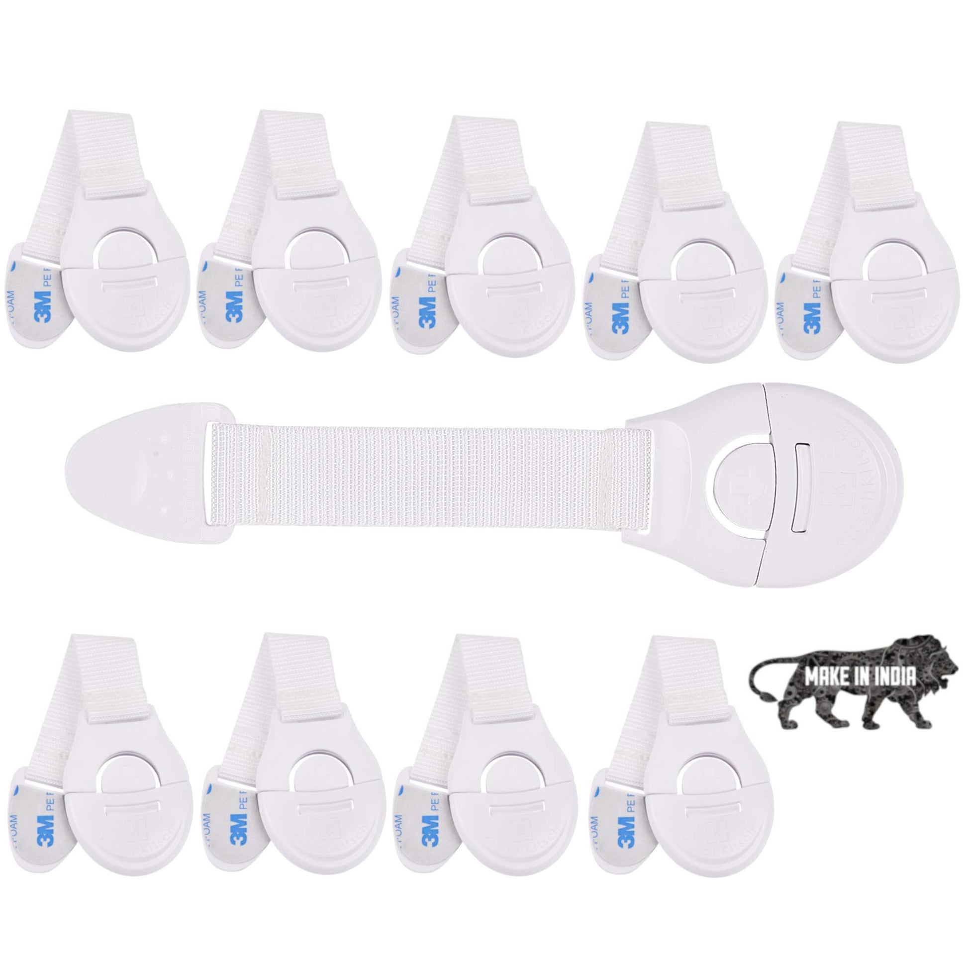 Kitschkitsch Baby Safety Plastic Drawer Locks (Made In India Pack Of 10)