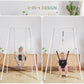 Ragozonery 2 In 1 Baby Jumper With Toddler Swing, Baby Jumpers And Bouncers,Indoor Outdoor Toddler Swing Set, Cotton, White