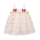 Picksparrow Baby Girl Cotton Frock/Traditional Dress/Kerala Kasavu Dress (Hearts  Bow) (03 Months, Mini, Gold Hearts Bow)