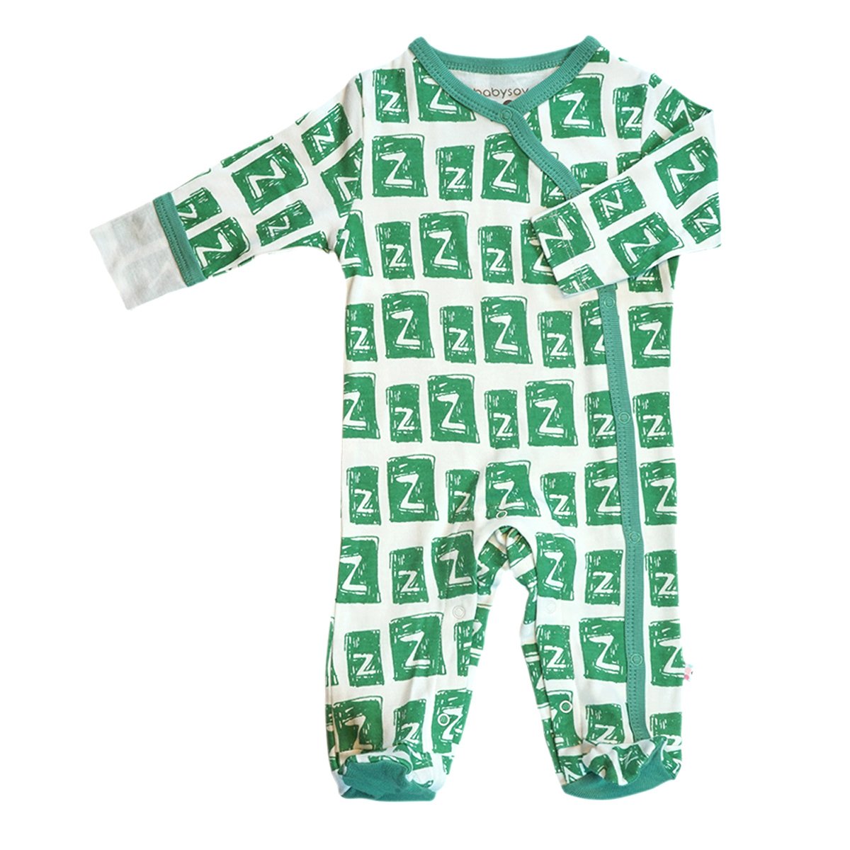 Babysoy Organic Newborn Baby Alphabet Footie Onepiece With Feet (03-06 Months, Z)