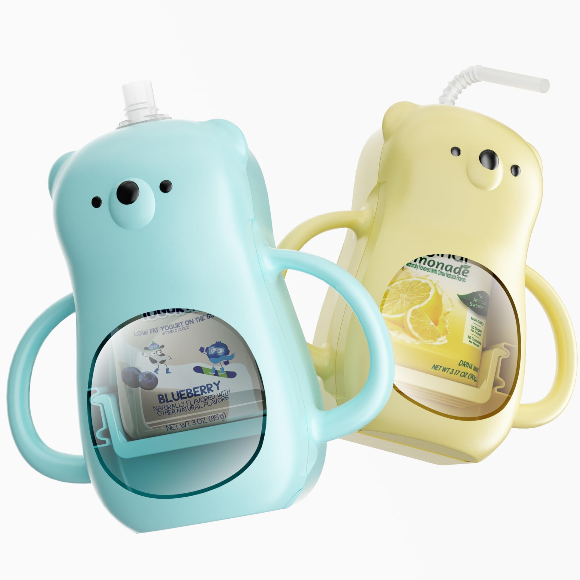 Perjoy Pouch Holder No Squeeze, 2 Pack Self-Feed Baby Pouch Holder, Bpa Free Adjusting Fits Most Sizes Baby Food Yogurt Applesau