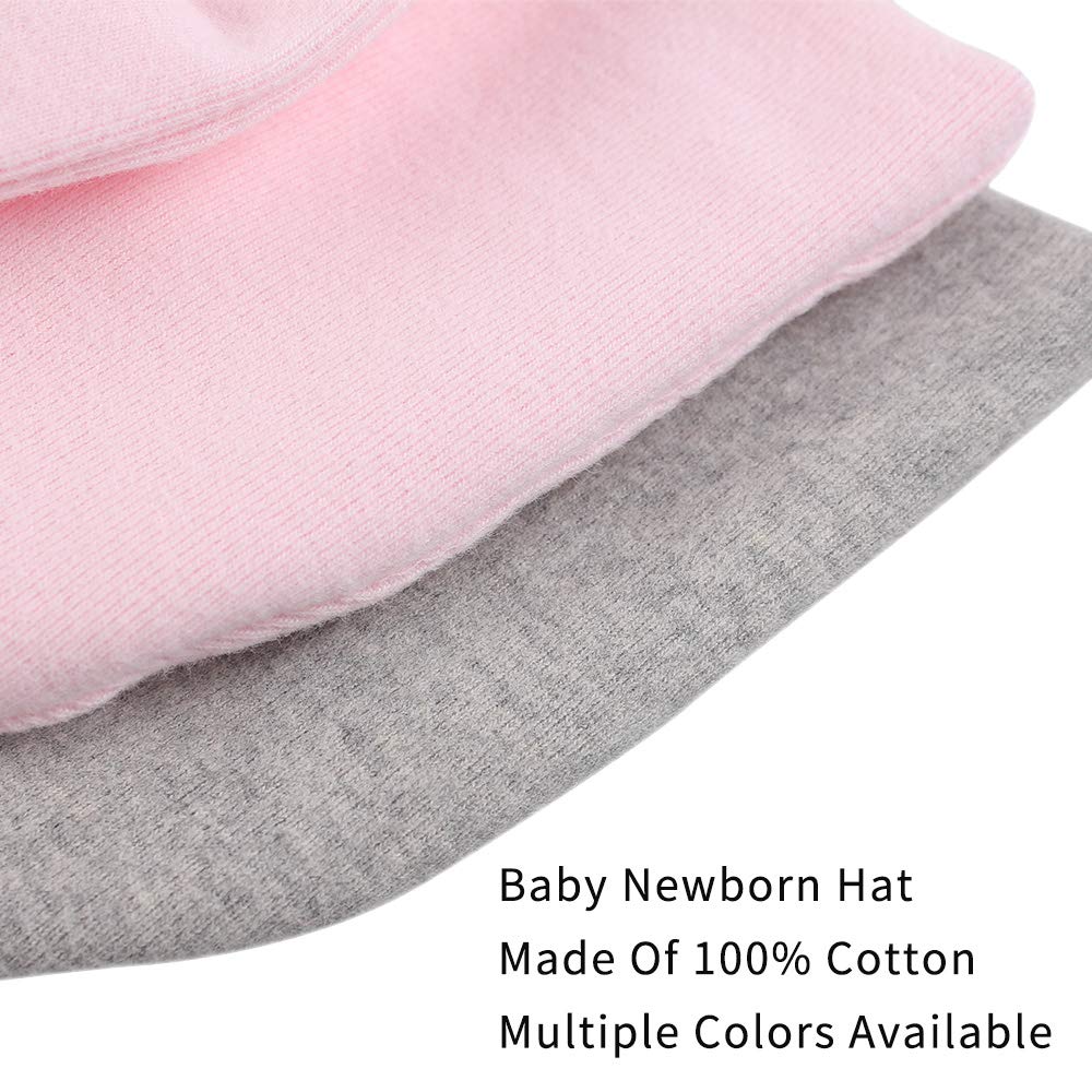 Newborn Baby Girl Hat Cotton Baby Bow Beanie Spring Infant Hats For Girls 0-6Months (White+Pink+Gray, 6-12 Months)