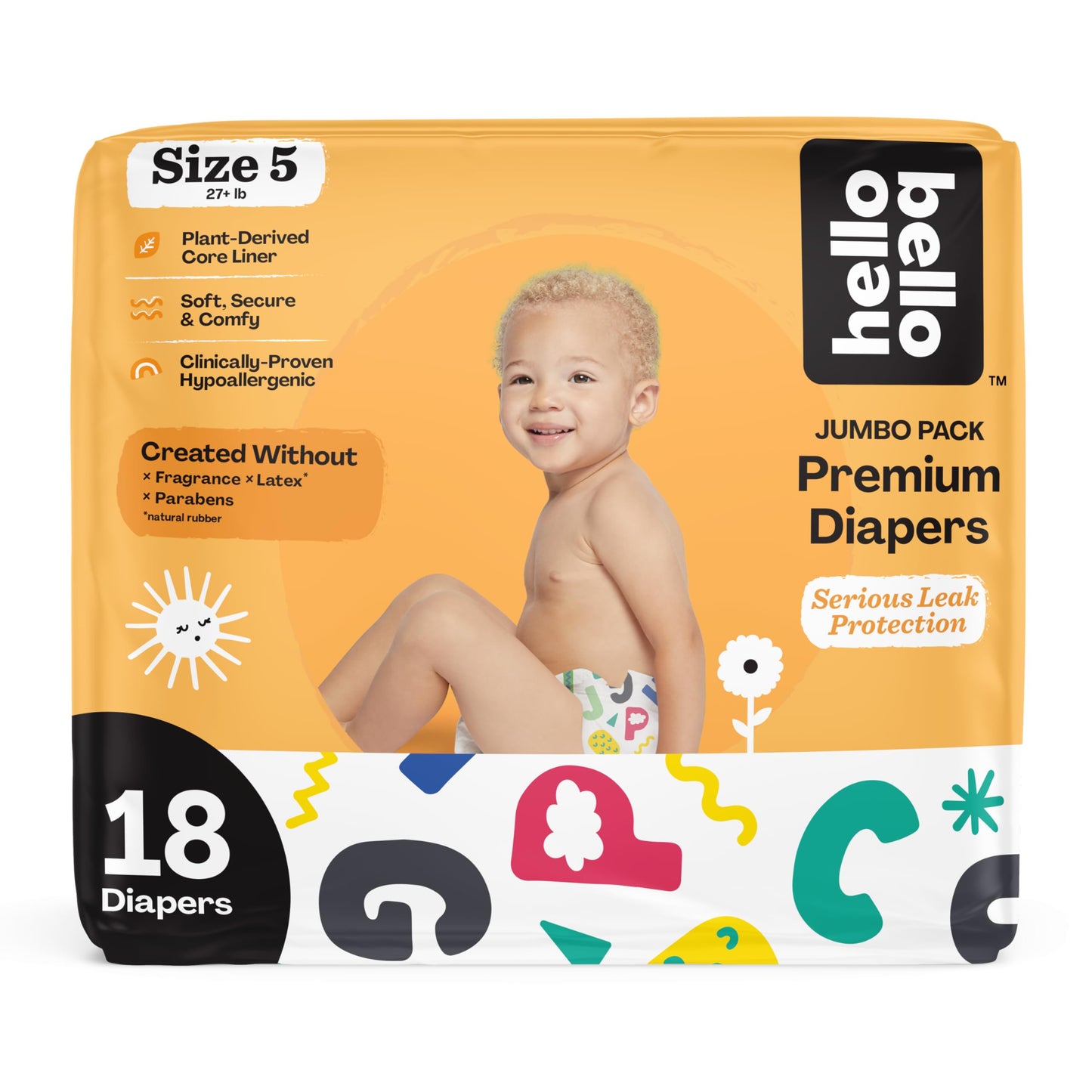 Hello Bello Premium Baby Diapers Size 5 I 18 Count Of Disposable, Extra-Absorbent, Hypoallergenic Baby Diapers With Snug And Com
