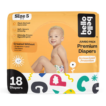 Hello Bello Premium Baby Diapers Size 5 I 18 Count Of Disposable, Extra-Absorbent, Hypoallergenic Baby Diapers With Snug And Com