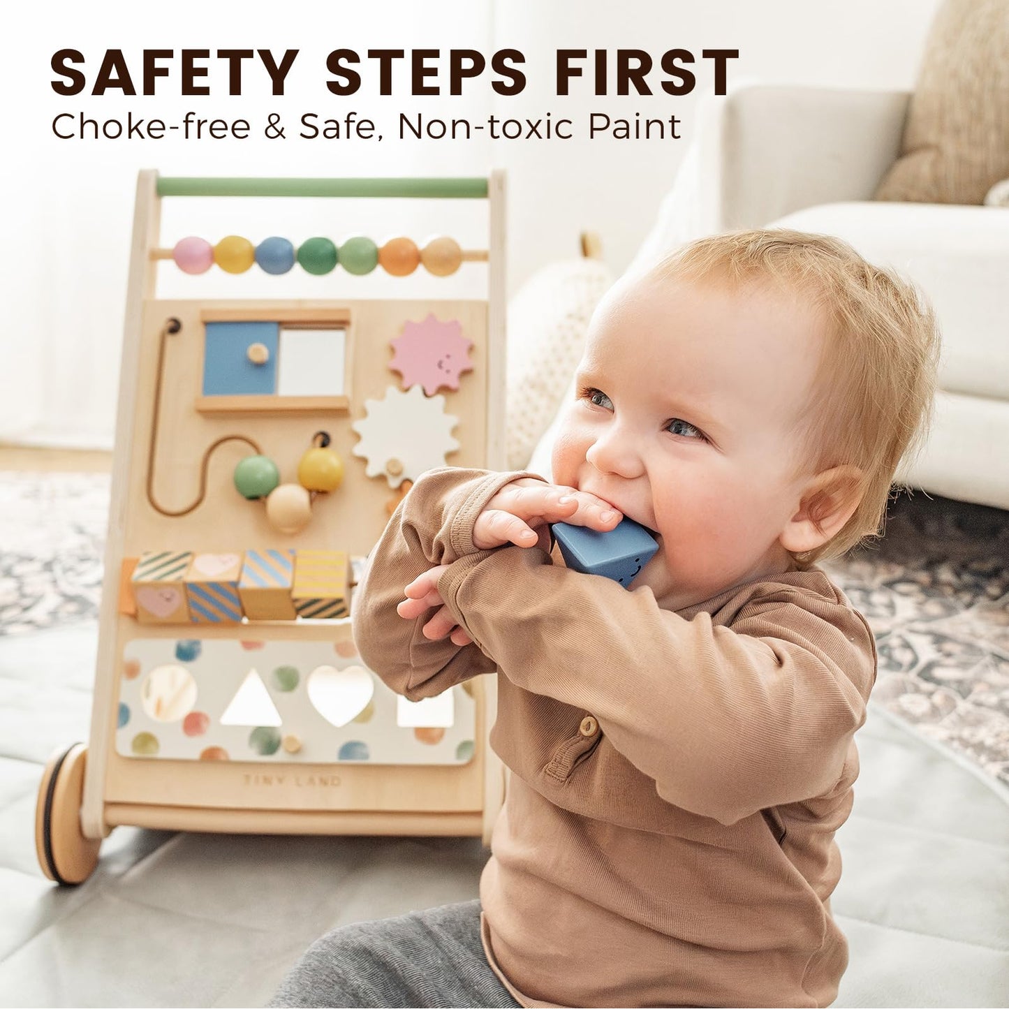 Tiny Land Wooden Baby Walker, Baby Push Walker, Montessori Walker Toy, Adjustable Speed Baby Walker for Boys and Girls, Baby Act