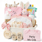 Giftissimo 28-Piece Baby Shower Gifts for Girls, Baby Essentials for Newborn, Large Baby Girl Gift Basket, Gender Reveal Gifts, 