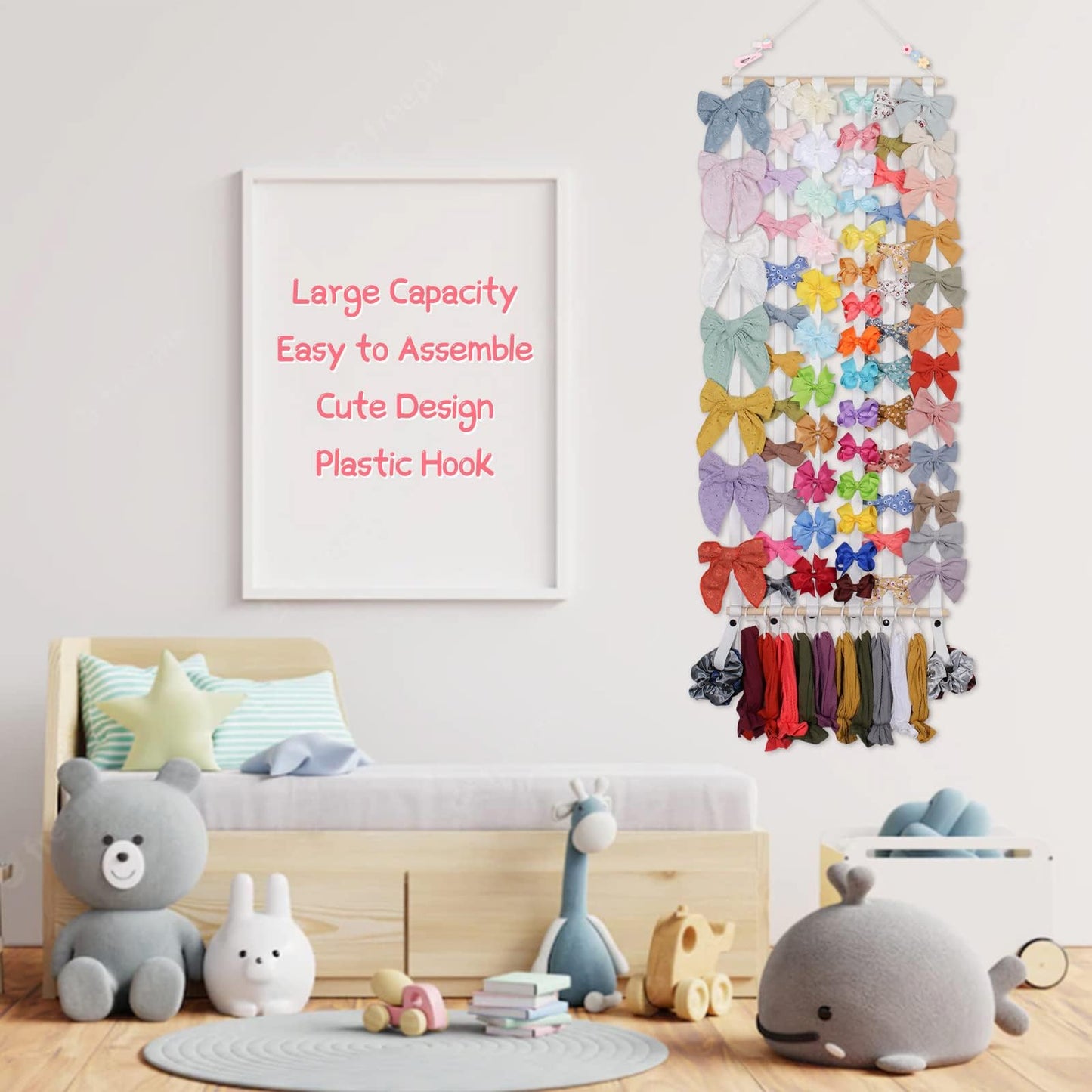 Oaoleer Hair Bow Holder Organizer For Girls Hair Bows,Hair Accessories Headband Organizer Bow Storage Hanger With Hook For Baby