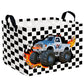 ASKETAM Racing Car Storage Basket Monster Truck Toy Book Shelf Basket Kid Room Decor Gift (Black and White Checkered)