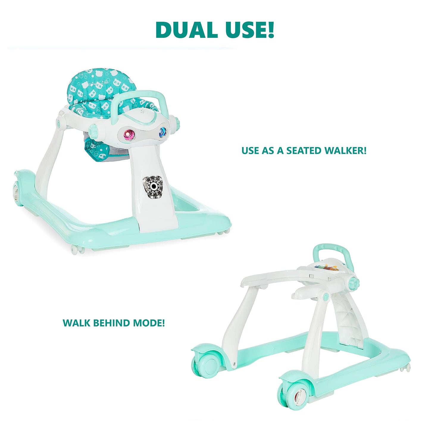 Dream On Me 2-in-1 Charlie Baby Walker, Easy Convertible Baby Walker, Walk Behind, Height Adjustable, Speed Adjusting Wheels, 36