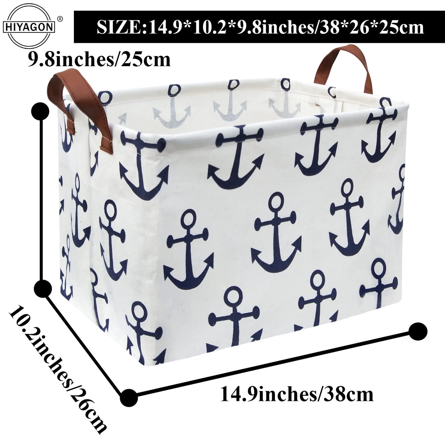 HIYAGON Kids Storage Basket Nautical Gift Basket Empty Boys Toy Storage Bin Organizer Box Rectangular Room Decor for Home,Books