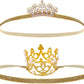 DatingShiny 2PCS Gold Baby Tiara Glitter Baby Crown Headband Crystal Crown Hair Belt for Little Girl Infant Princess Tiaras Birt