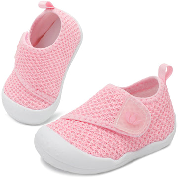 FEETCITY Baby Walking Shoes Boys Girls Baby Slip On Shoes Infant Barefoot Sneakers Lightweight Wide Infant Crib Shoe Pink