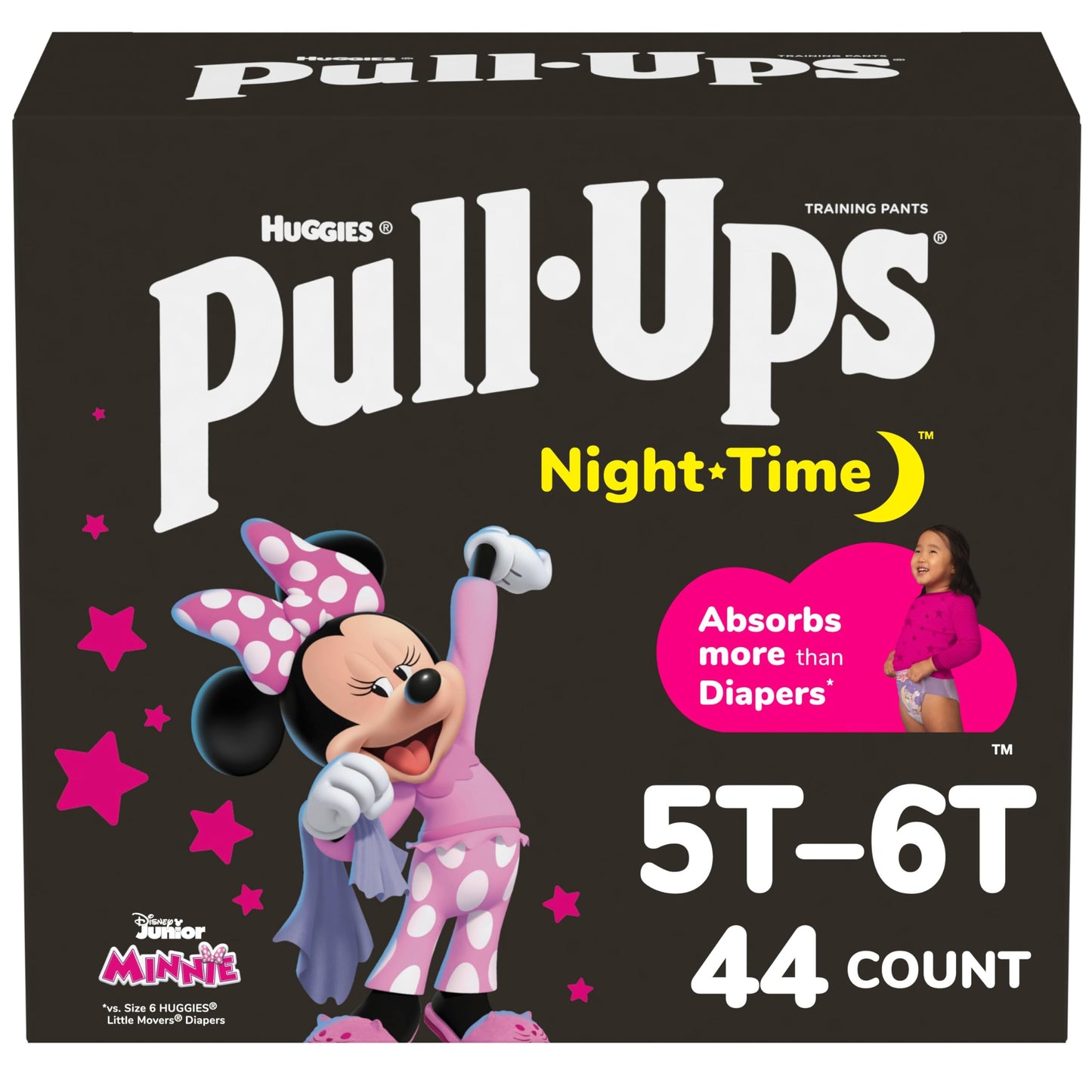 Pull-Ups Girls Night-Time Potty Training Pants, Size 5T-6T Overnight Training Underwear (46-60 lbs), 44 Ct