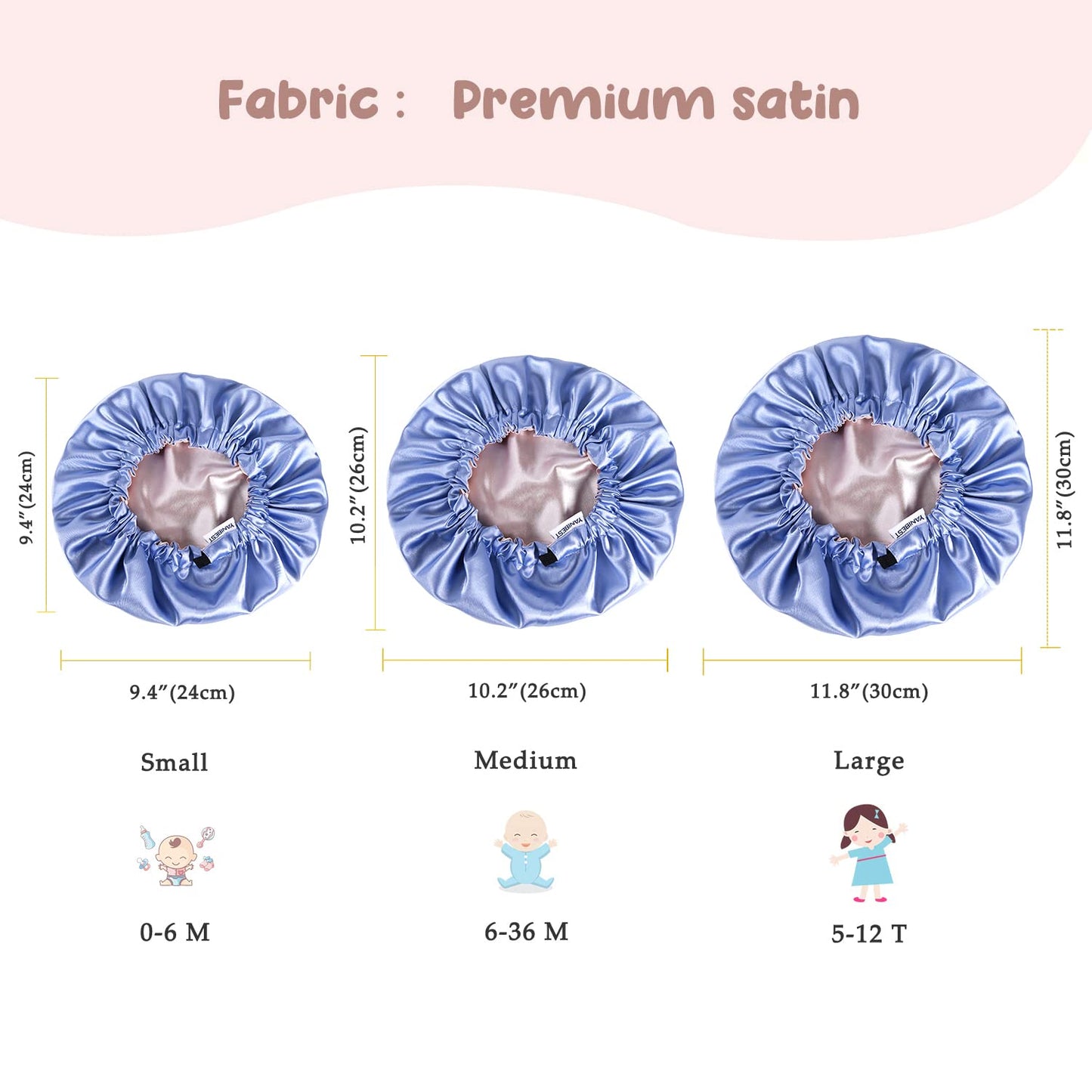 Yanibest Kids Satin Bonnet Sleep Cap For Curly Hair - Double Layer Reversible Adjustable Silky Satin Cap For Teens Toddler Child