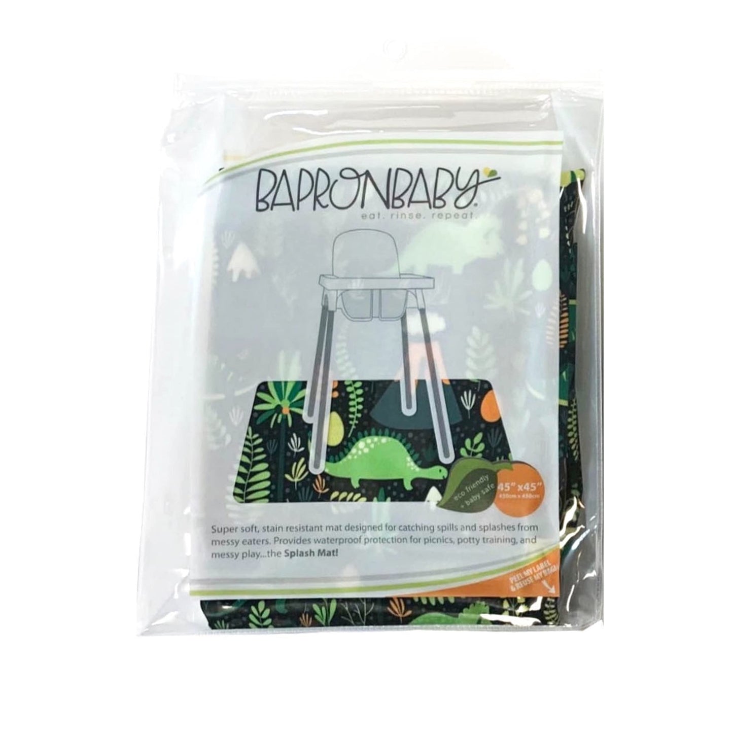 Bapronbaby Dino Days Splash Mat - Waterproof Catch-All For Under High Chairs, Floors, Tables, Playtime Or Arts & Crafts - Machin