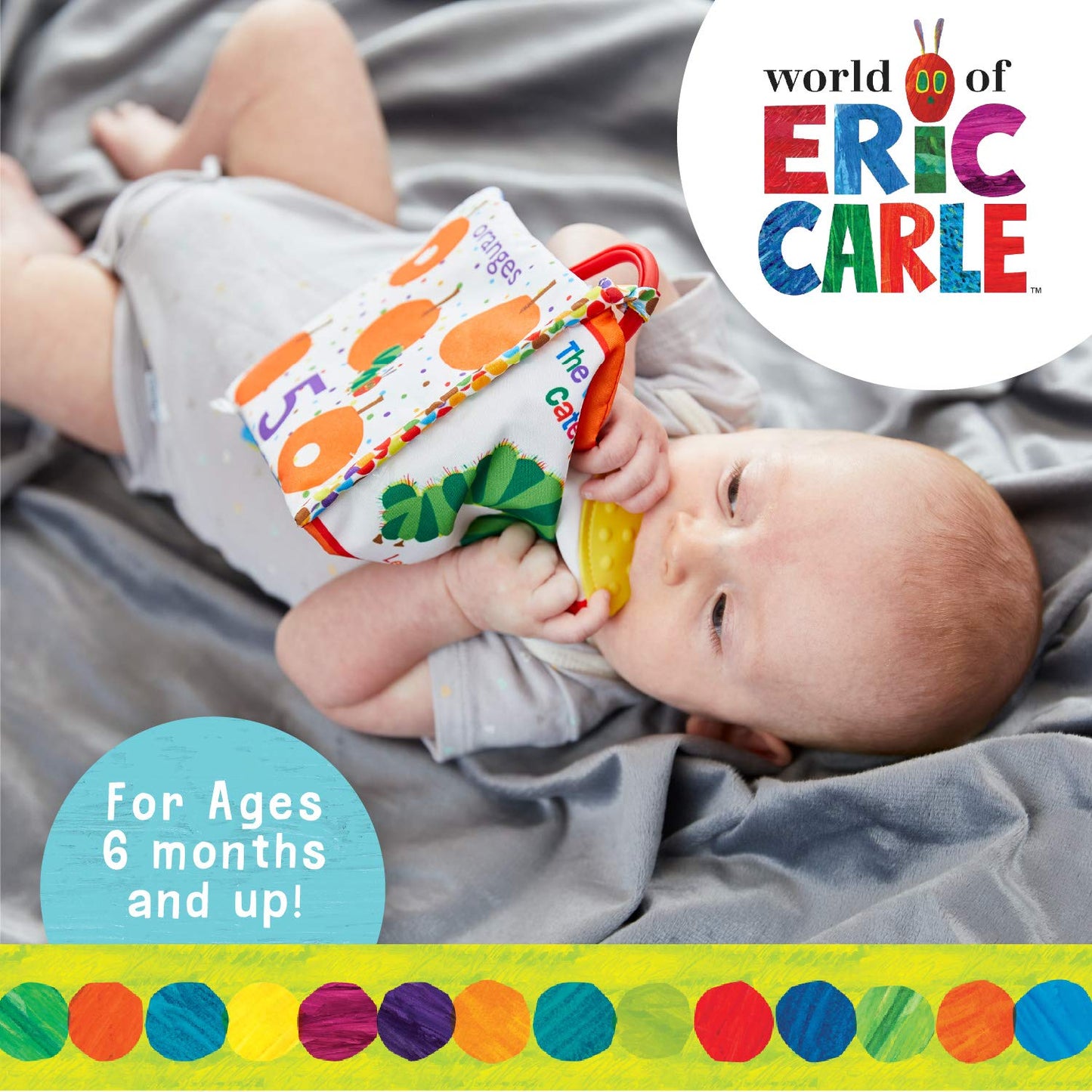 Lets Count Soft Book - World of Eric Carle the Very Hungry Caterpillar Baby on the Go Clip Teething Crinkle Soft Sensory Book f
