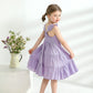 Younger Tree Toddler Baby Girl Dress Summer Outfits Flutter Sleeve Smocked Dress Kids Causal Boho Dresses Clothes (6-7T, Purple