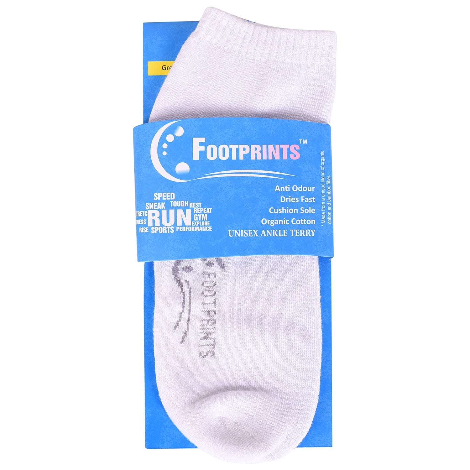 Footprints Organic Unisex Ankle Terry Socks | Pack Of 1 | White|