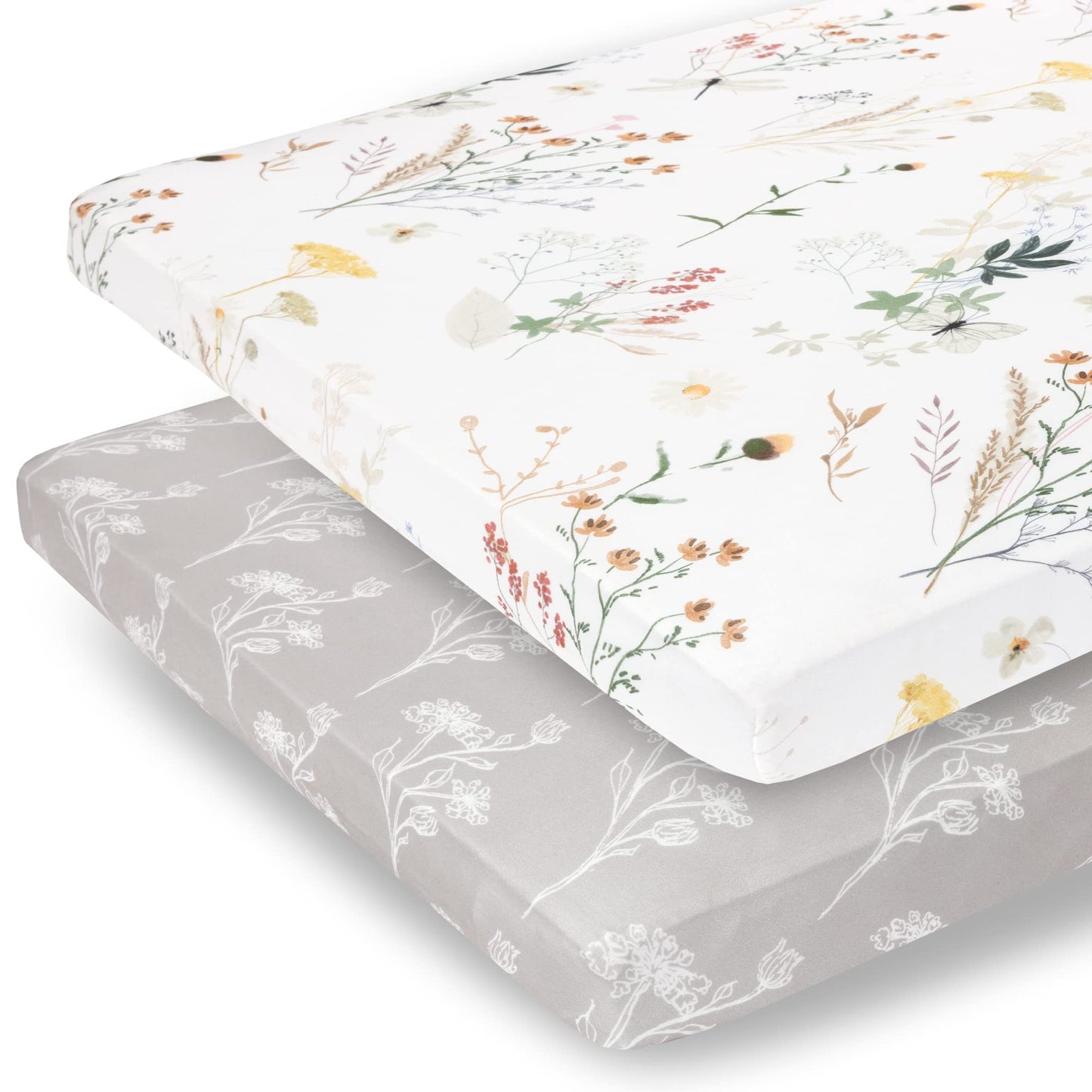 Pobibaby - 2 Pack Premium Pack N Play Sheets Fitted For Standard Pack And Plays And Mini Cribs - Ultra-Soft Jersey Knit, Stylish