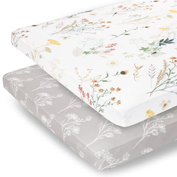 Pobibaby - 2 Pack Premium Pack N Play Sheets Fitted For Standard Pack And Plays And Mini Cribs - Ultra-Soft Jersey Knit, Stylish
