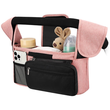 Accmor Universal Stroller Organizer With Insulated Cup Holder Detachable Phone Bag And Shoulder Strap,Stroller Bag Caddy Organiz