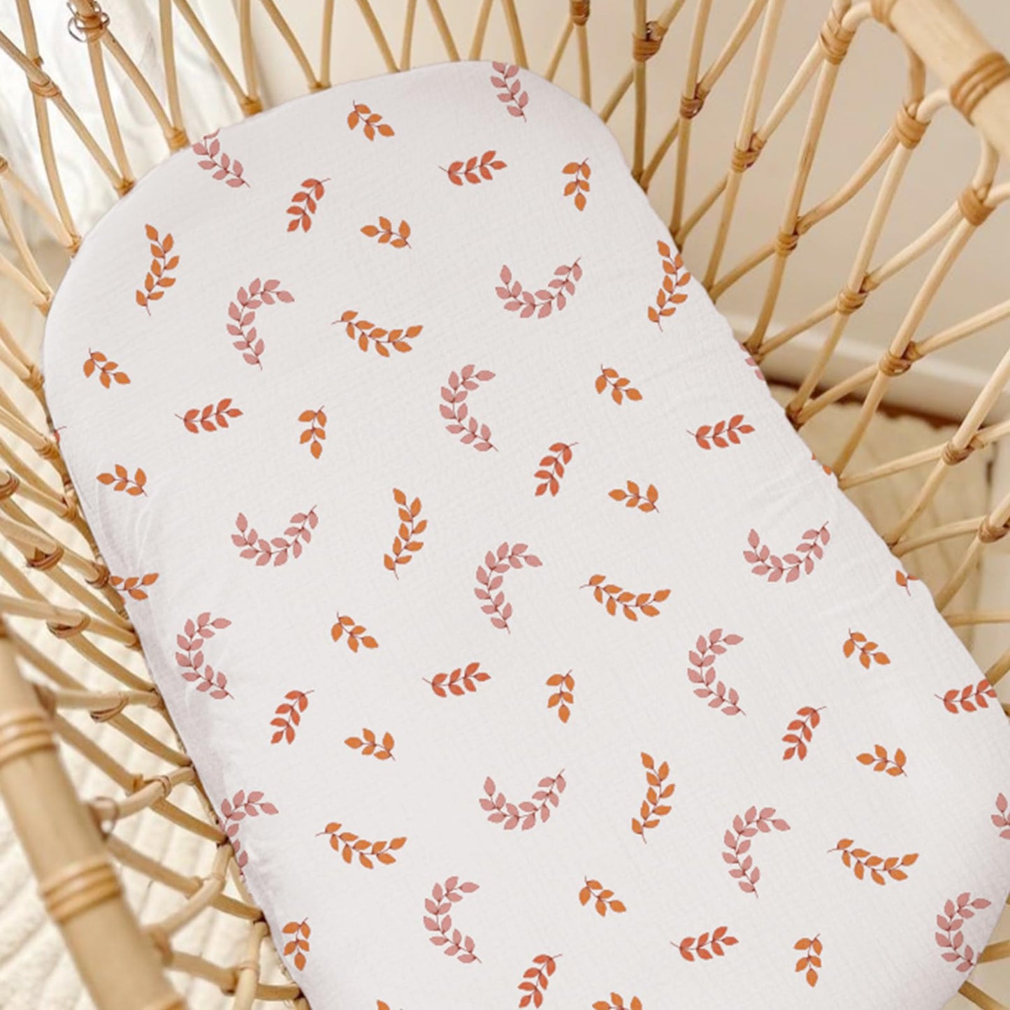 Wimist Muslin Baby Lounger Cover, Soft Breathable Newborn Lounger Pillow Cover For Boys Girls Infant (Leaf)
